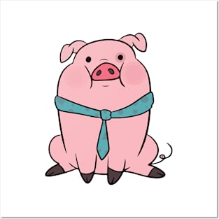 Waddles Pig Cartoon tie a tie Posters and Art